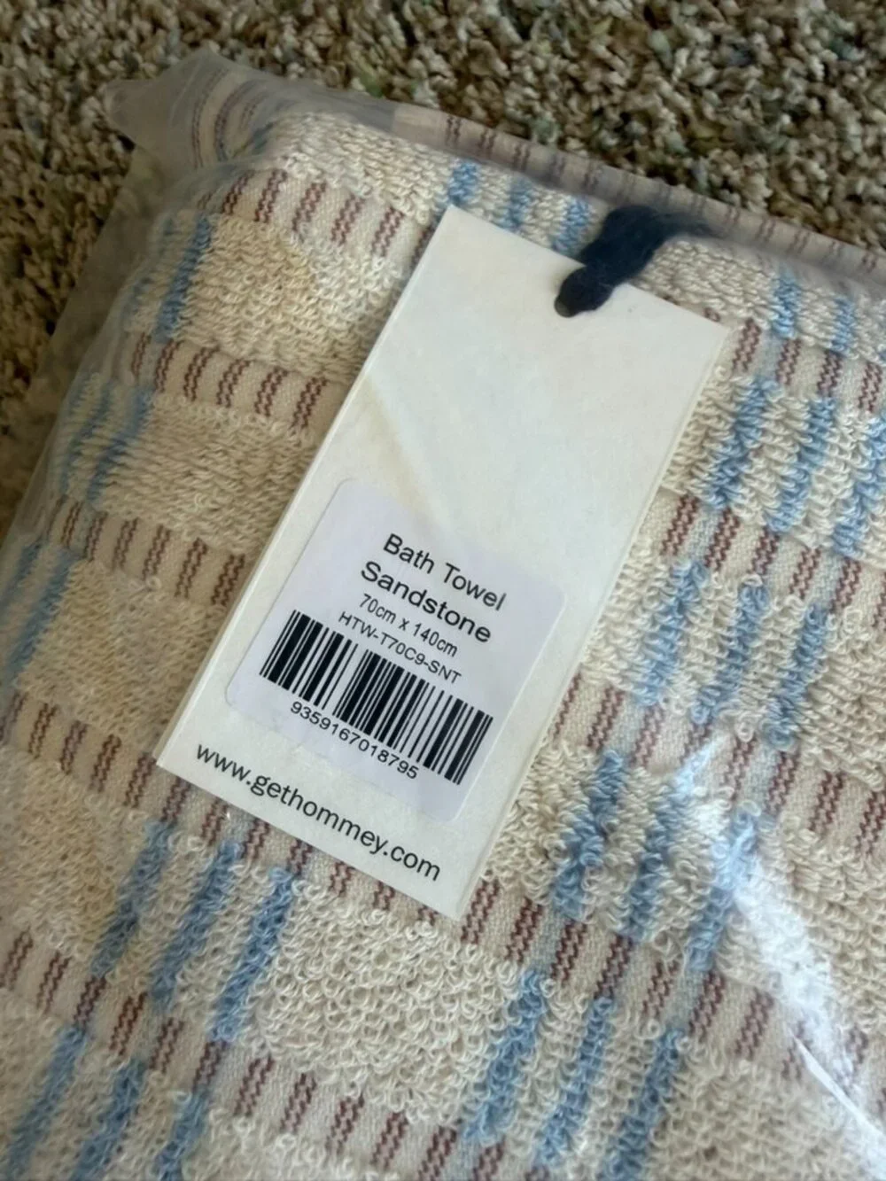 NWT Hommey Bath Towels Hand Towels & Bath Mat Bundle Sandstone/Cornflower